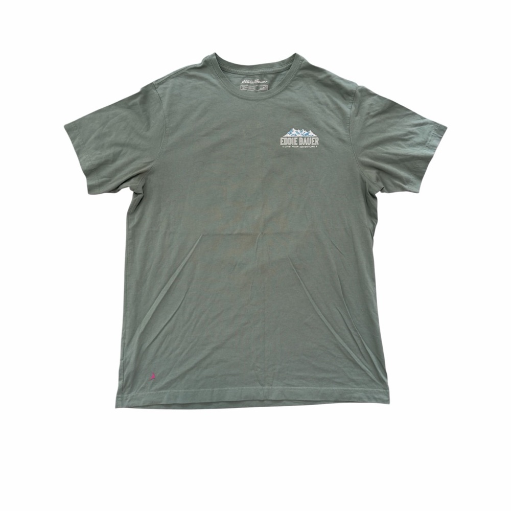 Eddie Bauer Graphic Tee Mt Rainier Green Outdoor Hiking Nature Shirt Mens TL - Picture 3 of 9